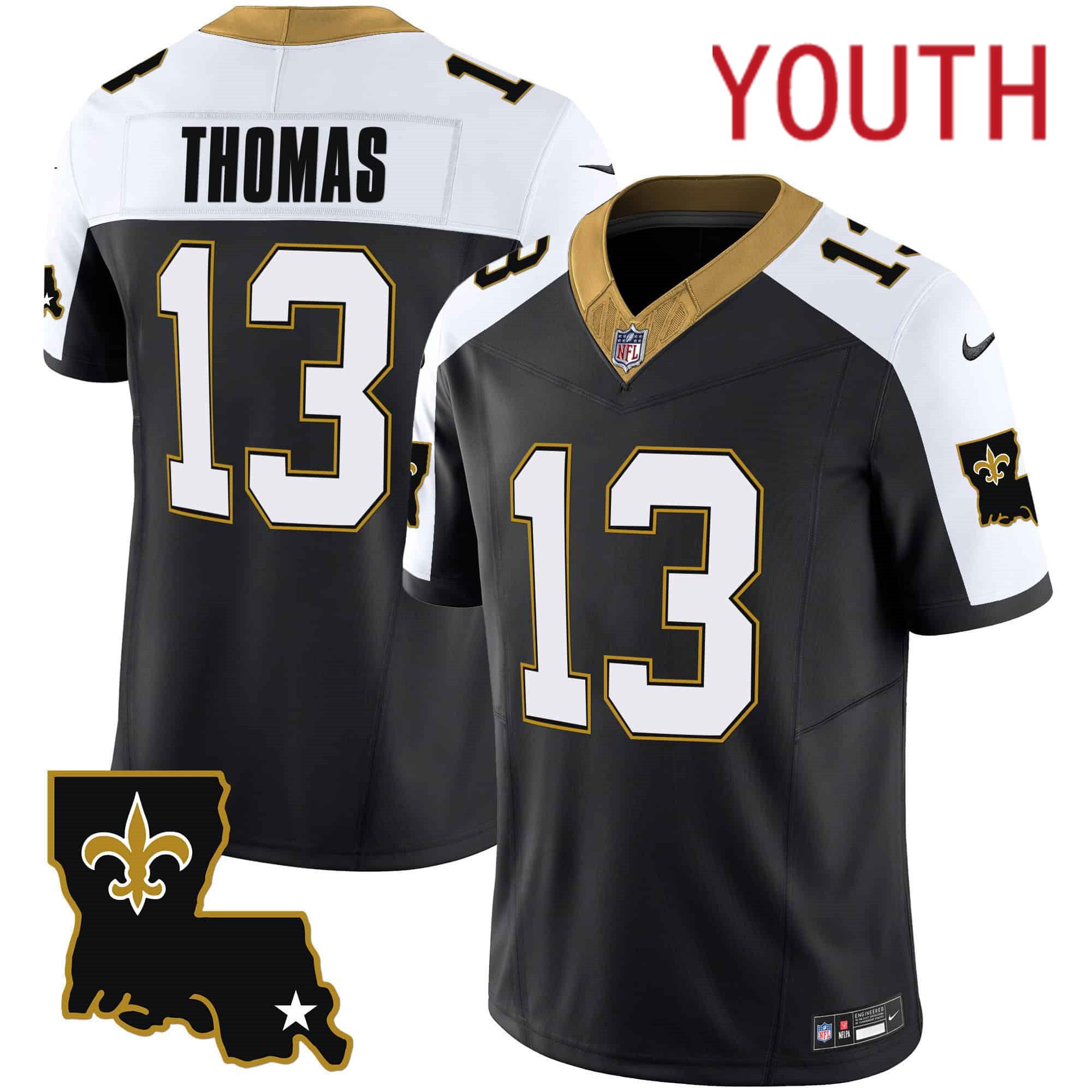 Youth New Orleans Saints 13 Thomas Black 2024 Nike 1987 Legacy Vapor Limited NFL Jersey